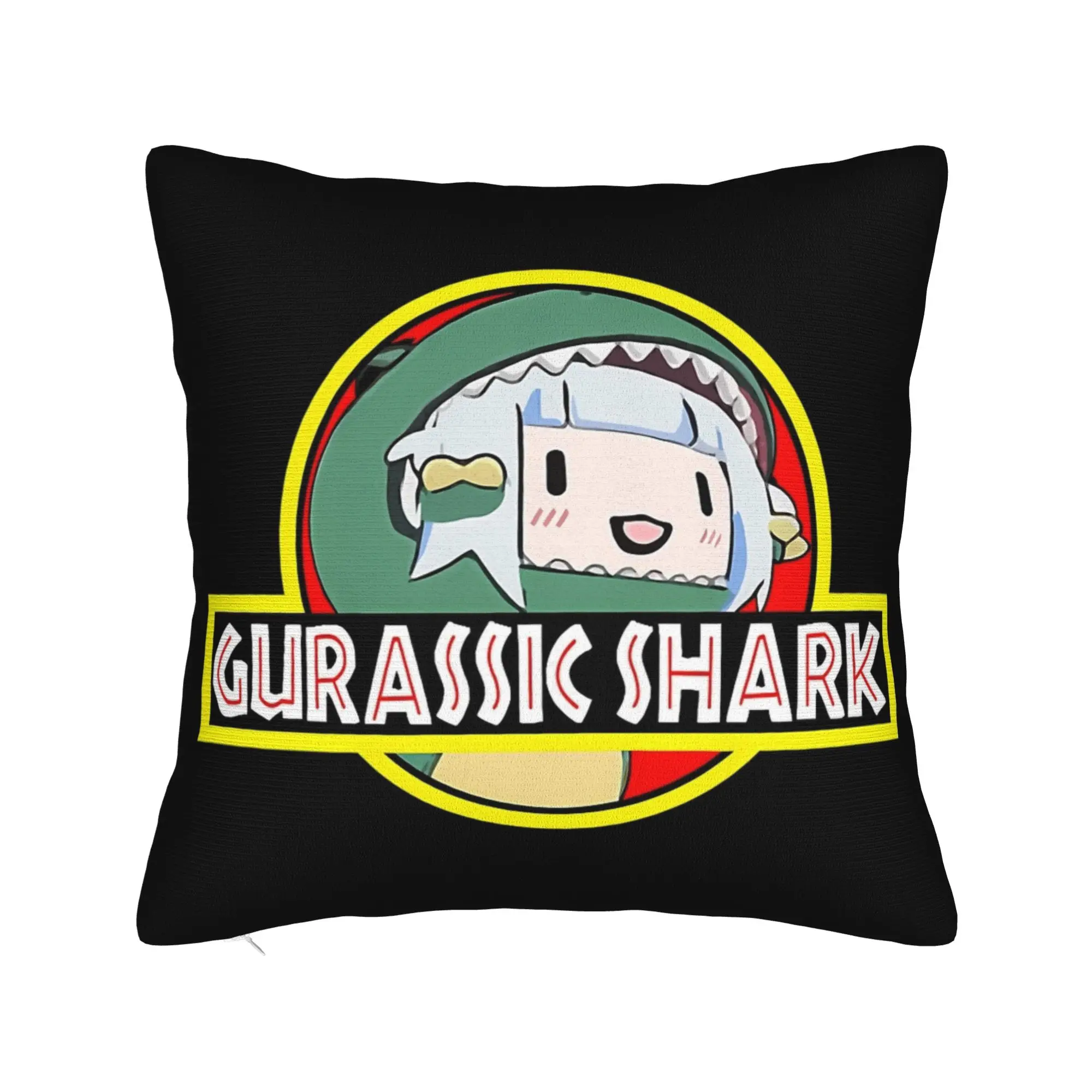 Gawr Gura Hololive En Gurassic Shark Pillowcase Fabric Cushion Cover Decorations  Throw Pillow Case Cover Home Square 45X45cm
