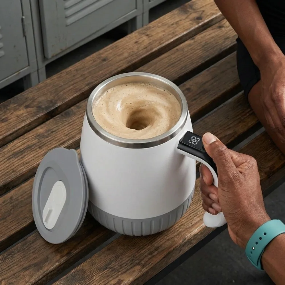 

Smart Automatic Stirring Cup 316 Stainless Steel USB Rechargeable Electric Mixing Mug Temperature Display Auto Stirring