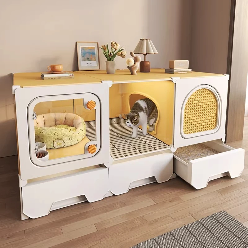 

Small Cat Cage Household Indoor Space Saving Cat Artifact Cat Nest Toilet Integrated