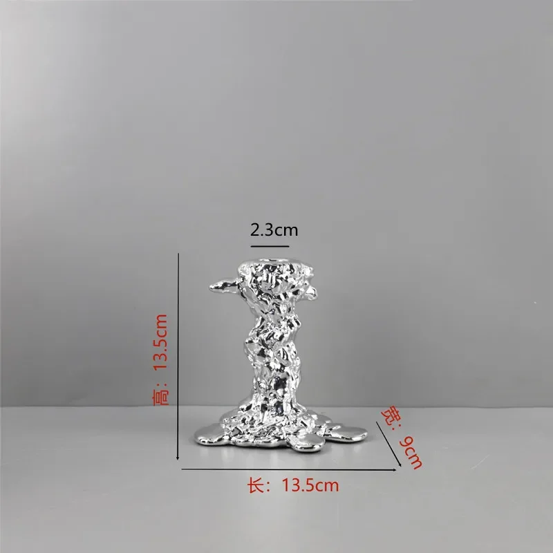 Modern Minimalist Electroplated Silver Resin Candle Holder, Centerpiece of Living Room Dining Table, Home Decoration Ornament