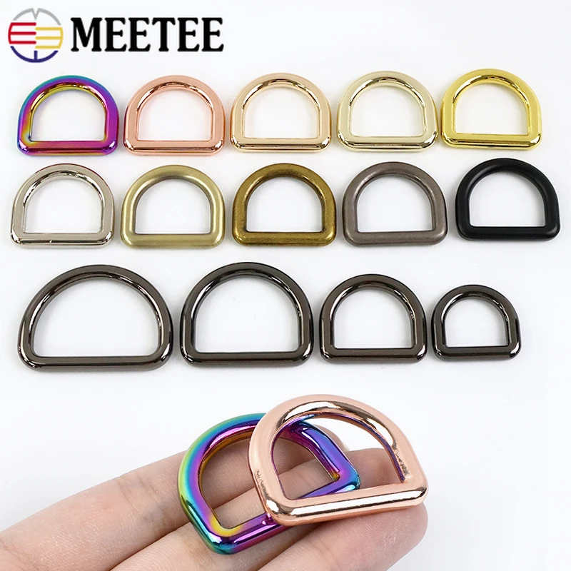 

10Pcs Meetee 10-50mm D Ring Bag Strap Metal Buckles for Webbing Belt Loop Clasp Pet Collar Hook Keychain Connector Accessories