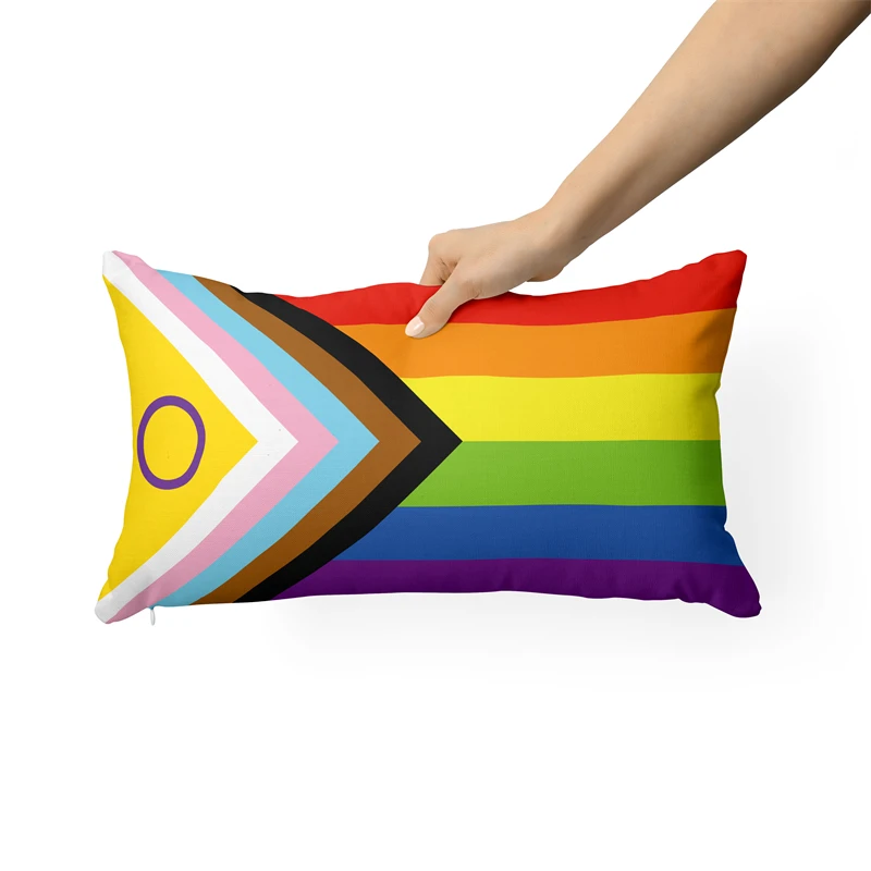 

Gaslight Gatekeep Girlboss Intersex Inclusive Pride Flag Rainbow LGBT Rectangular Throw Pillow Covers Cushion Cases Pillowcases