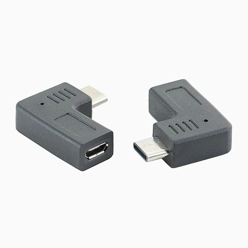83CE 90 Degree Micro USB Input Type C Output Adapter Female to Male Connector Converter Support and Data Transfer