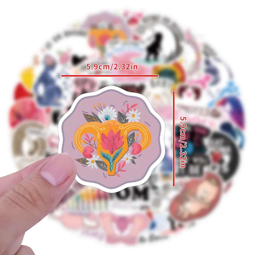 

55PCS Cartoon Pregnancy Graffiti Sticker Decorative Water Cup Phone Case Refrigerator Guitar Laptop Waterproof Decals Toys Gifts