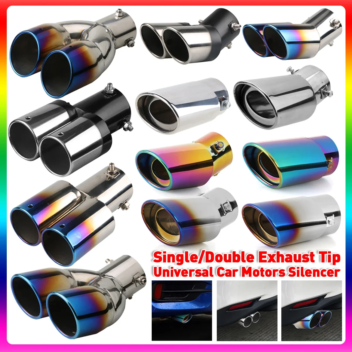 Auto Dekoration Einzel-/Doppel auslass Endrohr Auto Styling Universal Auto Auspuff Trim Schall dämpfer Rohr Heck Edelstahl gebogen