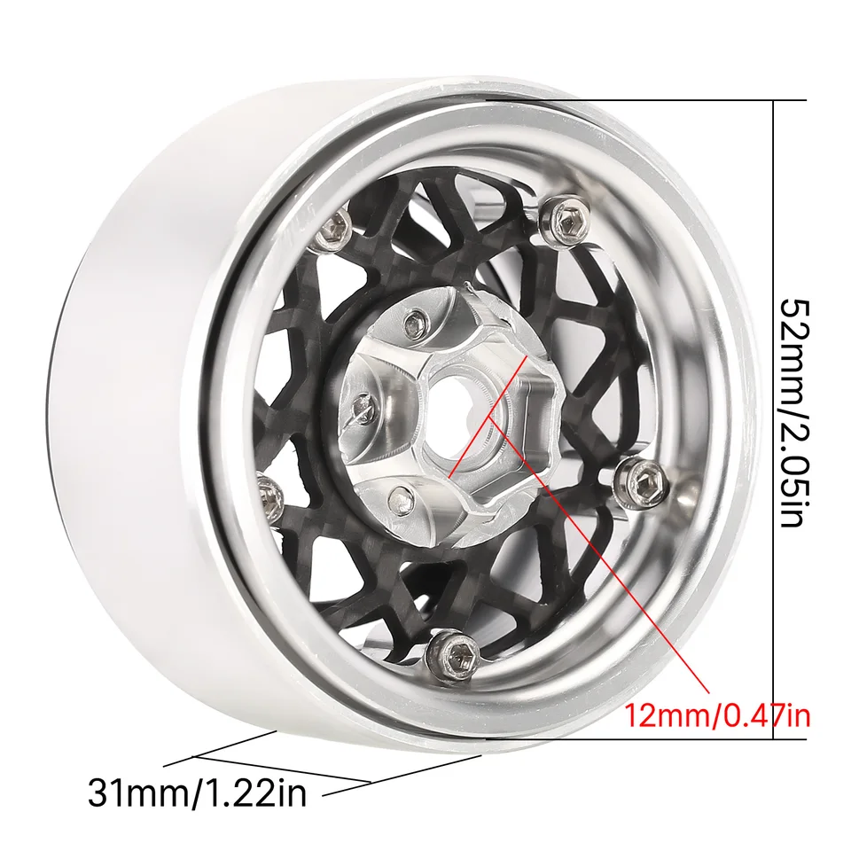 INJORA Ruedas Beadlock 1.9 Pulgadas Para RC Crawler 1:10 – 4 Piezas En Gris, Compatibles Con Axial SCX10, TRX-4, VS4-10, Redcat Gen8 – Metal De Alta Calidad