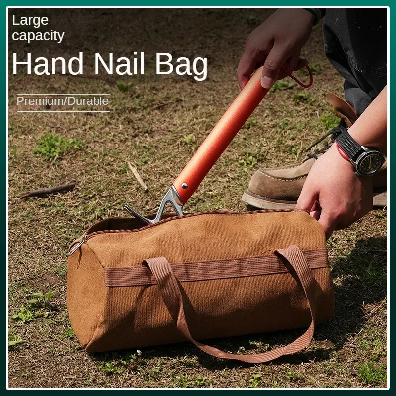 Camping Tool Organizer Bag Large Capacity Hammer Stakes Pegs Bag Lightweight Tent Peg Ground Nail Holder Bag for Outdoor Camping