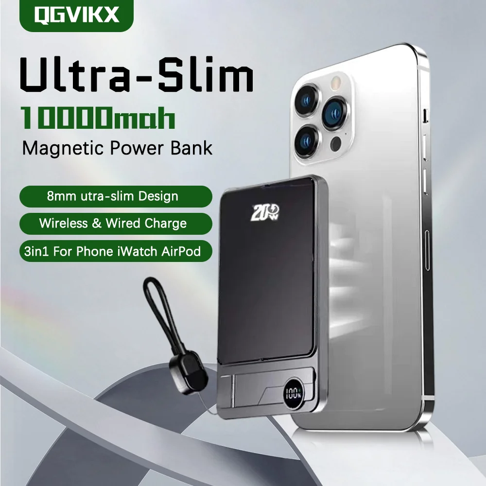 2026 NEW Ultra Thin Power Bank 10000mAh Slim for MagSafe Magnetic Wireless 20W Fast Charging Portable Battery for IPhone Samsung