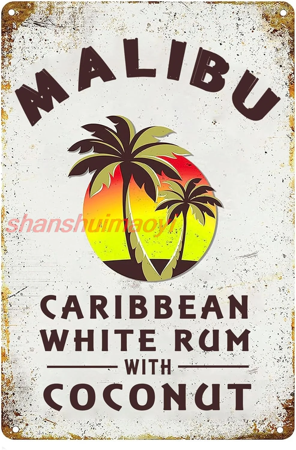 Metal Tin Sign Retro Poster Wall Decor Sign Tin Sign Vintage Chic Art Decoration Poster Malibu Rum for Home Bar Cafe Farm S 7855