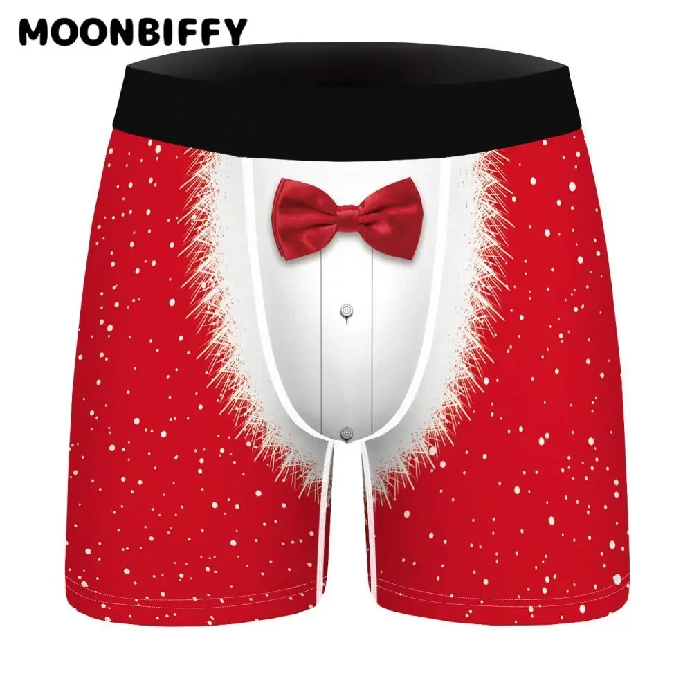 Men\'s Christmas Boxers Briefs 3D Funny Printed Humorous Boxer Shorts Soft Stretchy Underwear Sexy Underpants Male Soft Panties