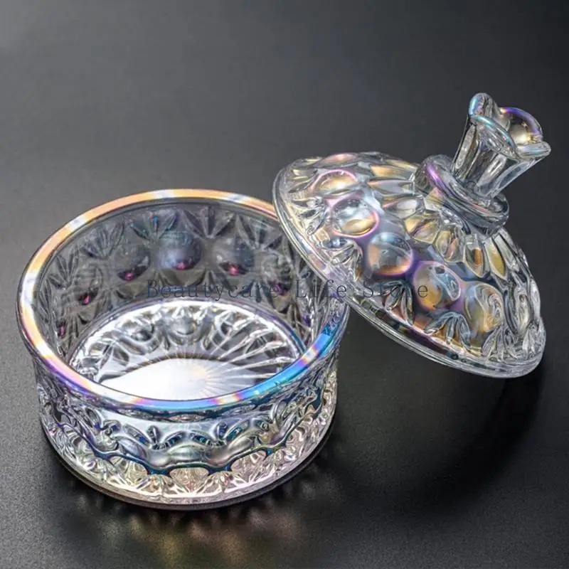 

652C Glass Cup for Nail Lid Bowl Art Tool Acrylic Powder Art Dappen Dish With Lid Crystal Cups Glass With Lid