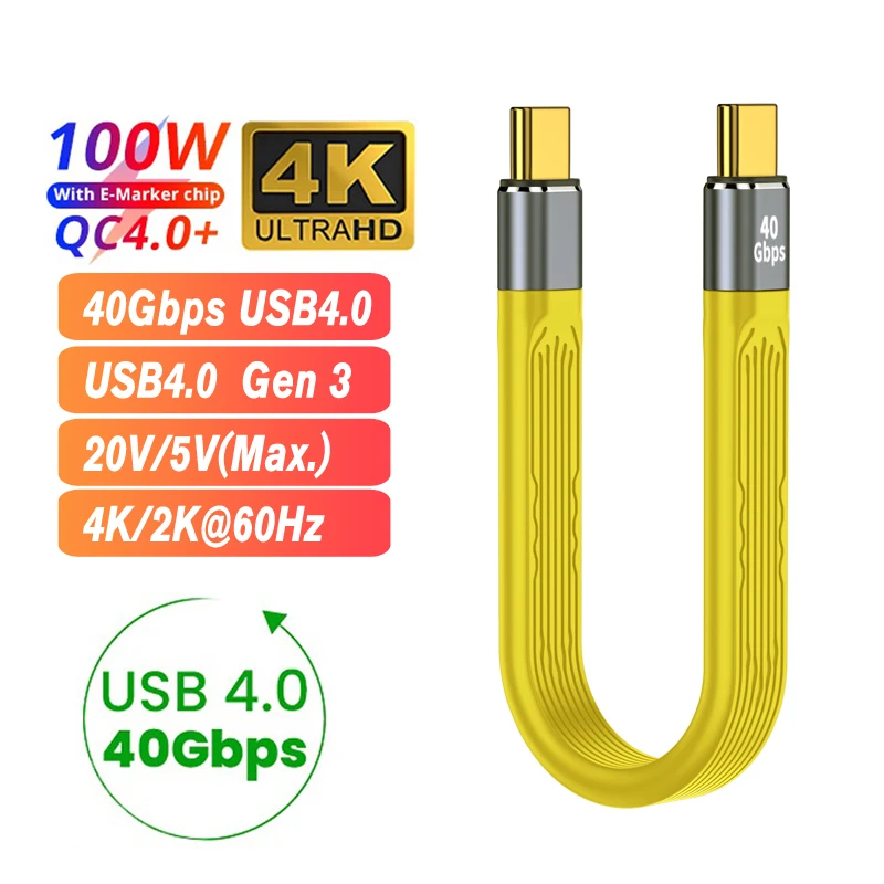 

USB 4.0 Gen3 Thunderbolt 3 Data Cable PD 100W 5A Fast Charging USB C to Type C Cable 4K@60Hz Cable USB Tipo C 40Gbps Data Cable