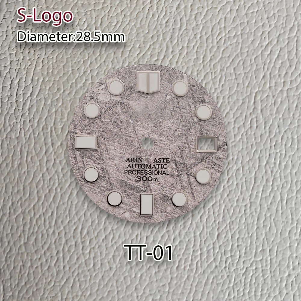 Метеоритный циферблат с логотипом S, 28,5 мм, подходит для механизма NH35/NH36/4R/7S, зеленый светящийся, высококачественные аксессуары для модификации часов