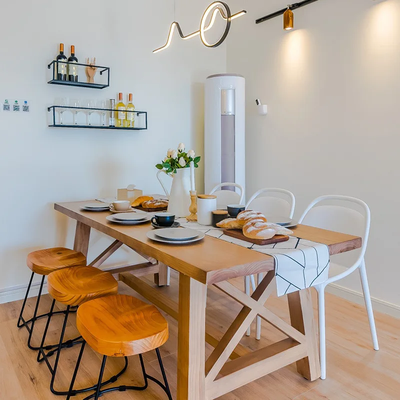 Nordic solid wood dining table and chair combination household rectangular all solid wood long table restaurant modern and simpl