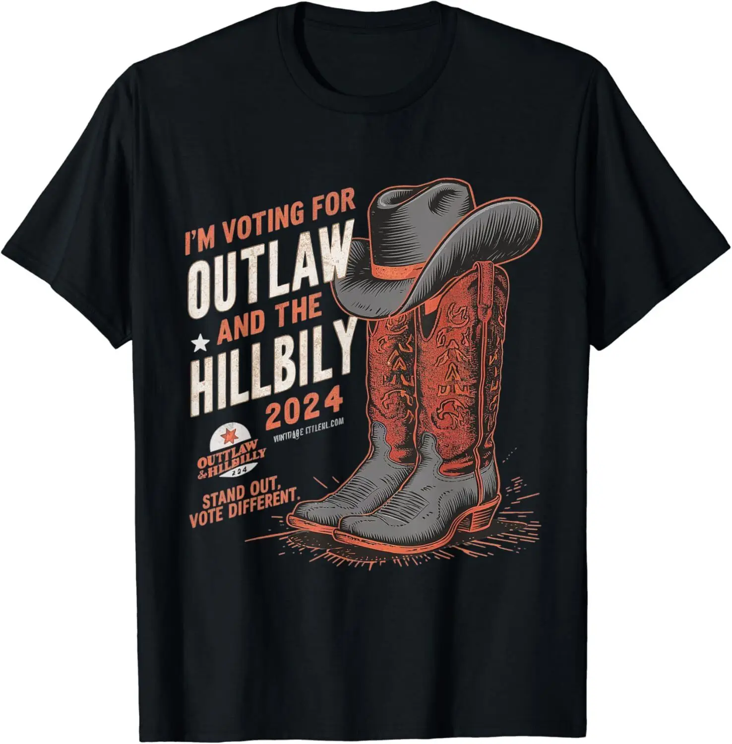 I'm Voting For the Outlaw and the Hillbilly 2024 Retro T-Shirt