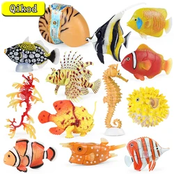 Creative DIY 4D Assemble Animal Figurine Simulation Ocean Fish Sea Turtle Octopus Crab Nautilus Action Figures Kids Collect Toys