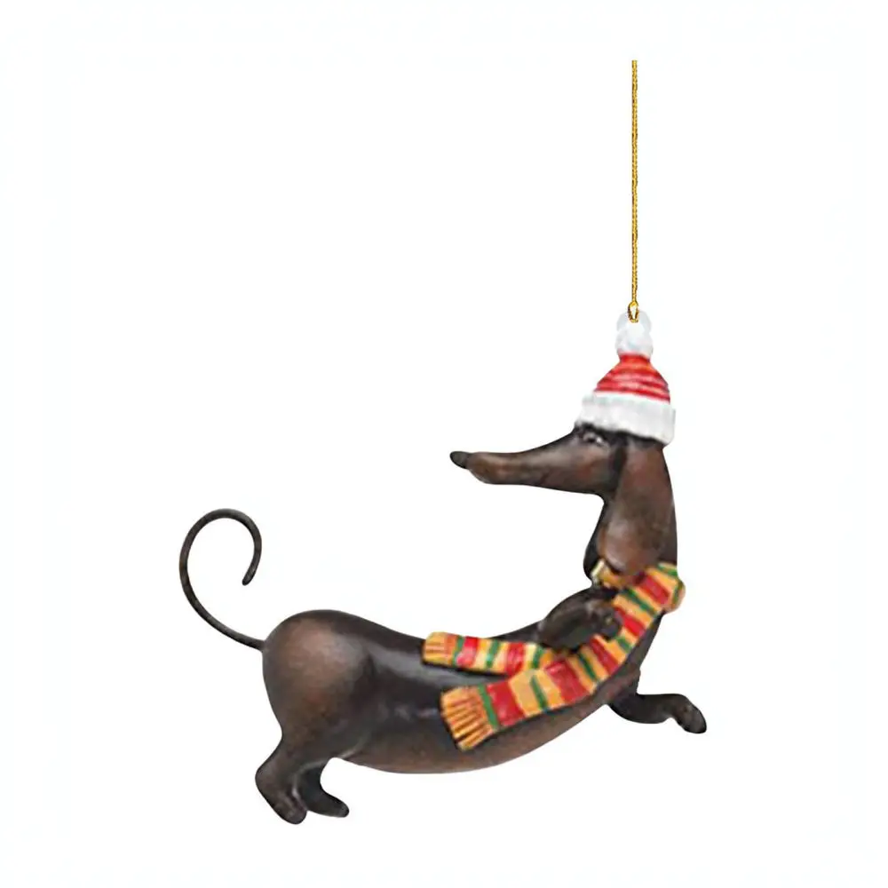 Unique Sausage Dog Acrylic Ornament Car Hanging Pendant Stylish Interior Decor For Christmas Tree Holiday Decoration