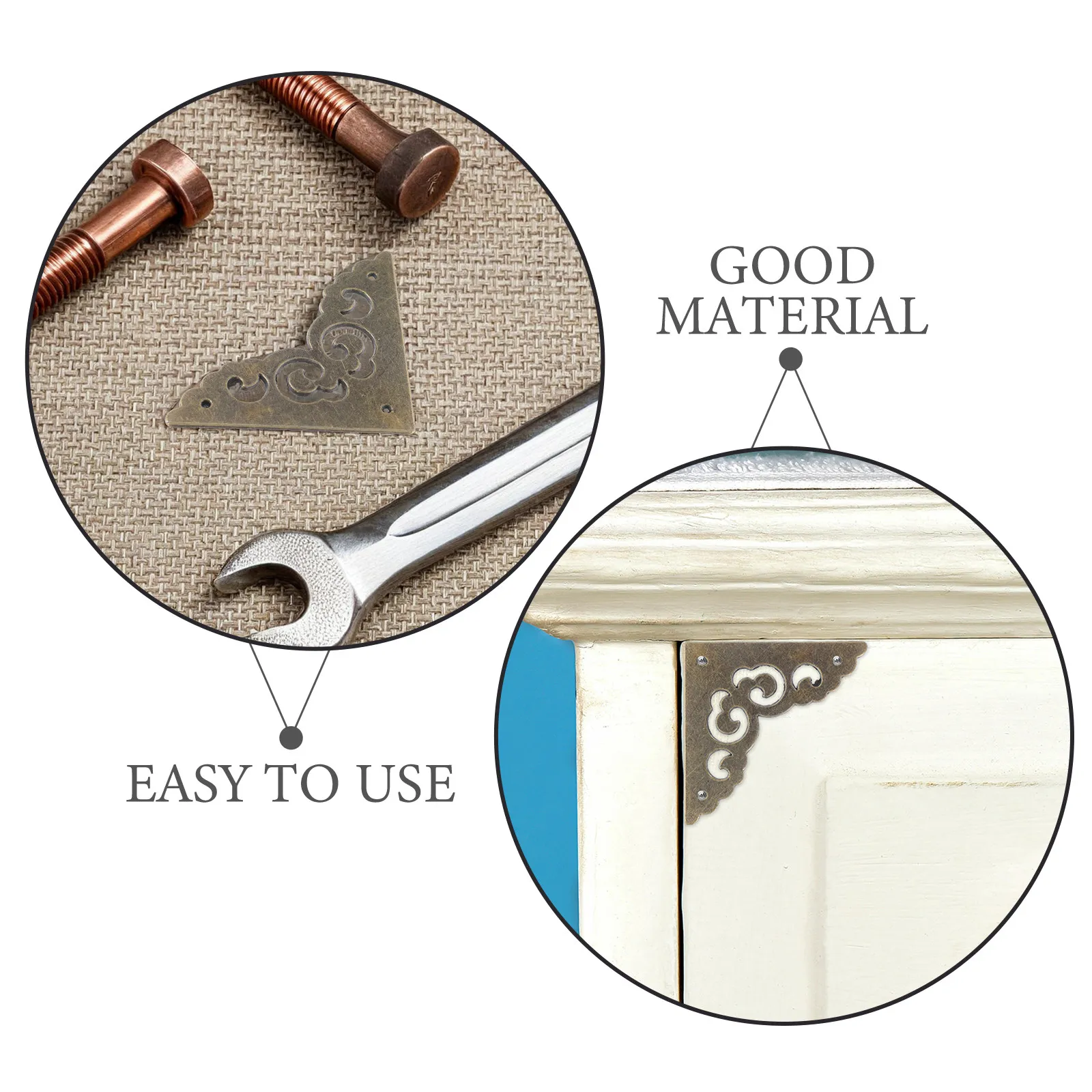12Pcs Bronze Overlay Decorative Corner Guards Vintage Metal Protectors for Wooden Box Bookshelf Furniture