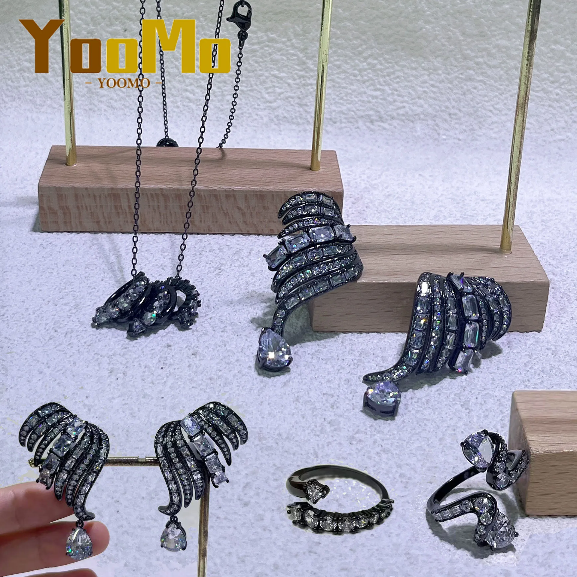 

Черные крылья, зажимы для ушей, подвески, капли воды, ювелирные изделия, наборы ювелирных изделий, рождественское ожерелье, кольцо, серьги, романтические подарки для женщин