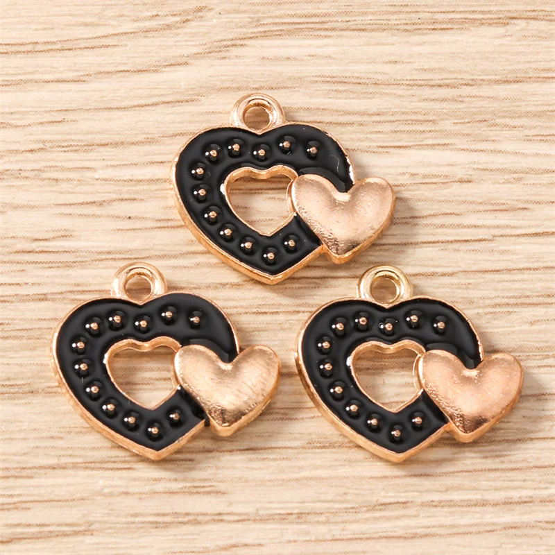 Tusember 20 Stück 15x16mm Anhänger Bunte Emaille-Herzanhänger für Schmuckherstellung Halsketten Armbänder Handgemachtes Kunsthandwerk – Detail 9