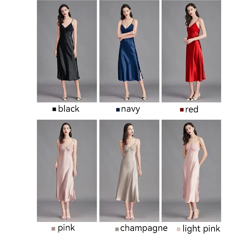 ثوب نوم نسائي فستان ليلي طويل ، حرير صناعي ، ملابس نوم عميقة على شكل حرف V ، ثوب نوم نسائي ، ملابس نوم ، مثير