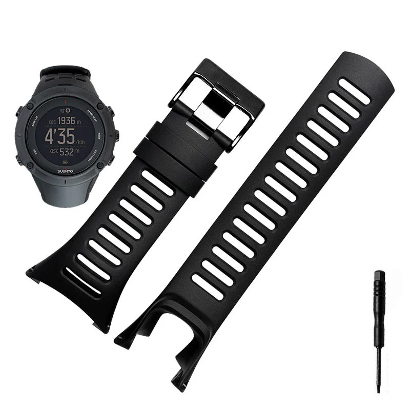 For SUUNTO Ambit 1 2 2R 2S Run/3 PEAK Series Rubber Watchband Men's watch Accessories+Screwdriver Outdoor sports silicone strap