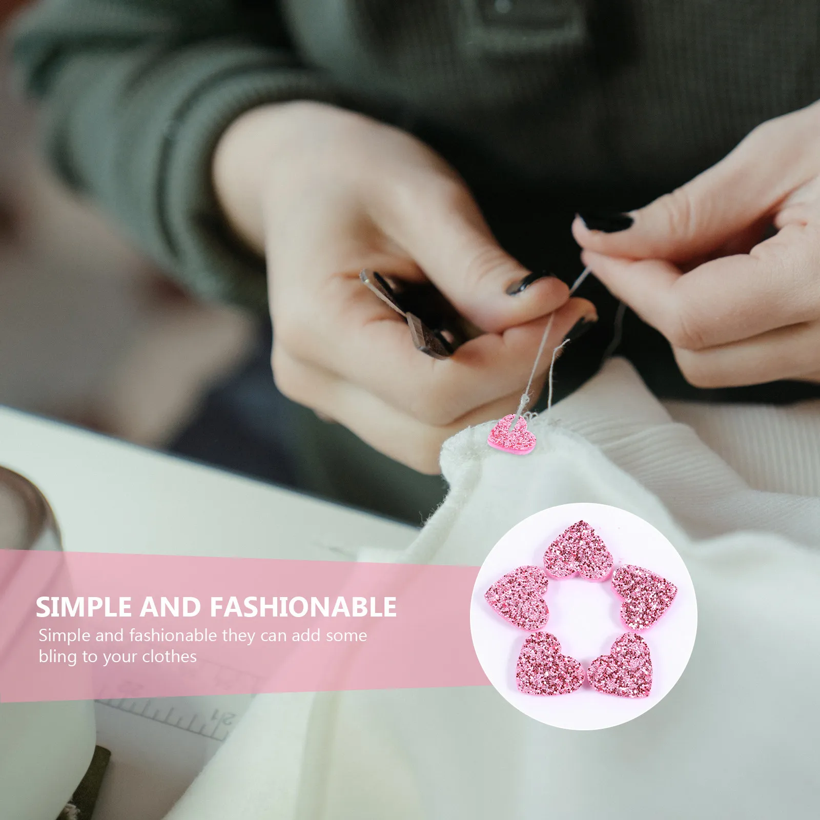 

200Pcs Flash Powder Patches Heart Shape Shiny Sequins for Clothing Shoes DIY Jewelry Making Fashionable Patch Adornments