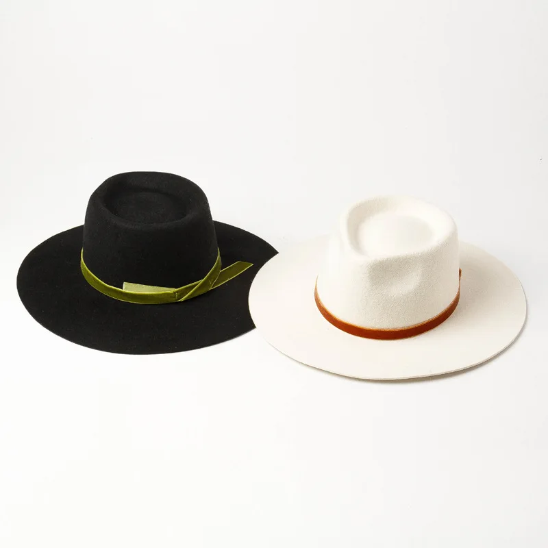 

Autumn and Winter New Velvet Decorated Fine Woolen Jazz Hat Casual Fashion Felt Jazz Hat