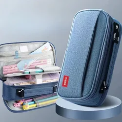 Handheld Multi Layer Partition Thickened Large Capacity Canvas Storage Bag Students Simple and Dirt Resistant Stationery Bag