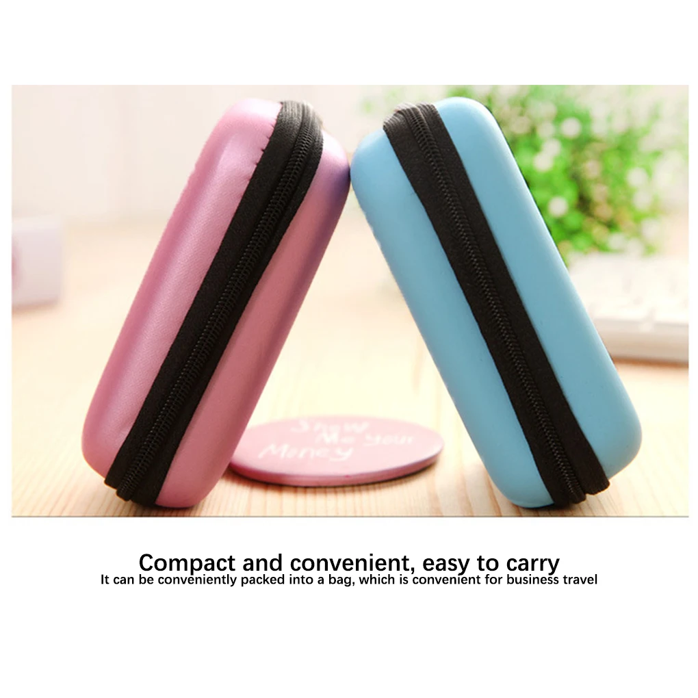 Earphone Cases Portable USB Cable Charger Coin Bags Case Accessories Blue