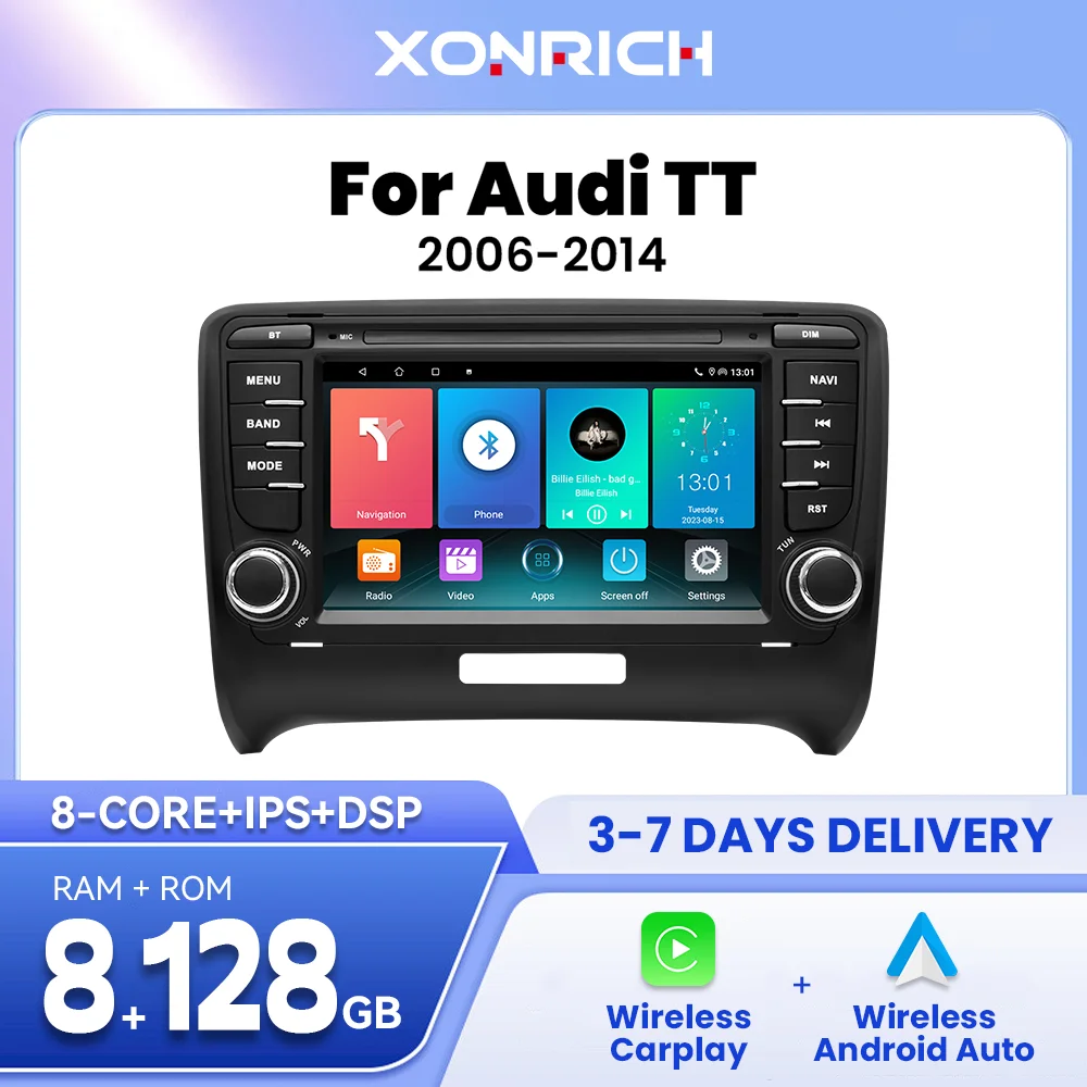 Lettore autoradio Carplay senza fili per AUDI TT MK2 8J 2006 2007 2008 2009 2010 2011 2012 navigazione Bose DSP 4G Wifi multimediale