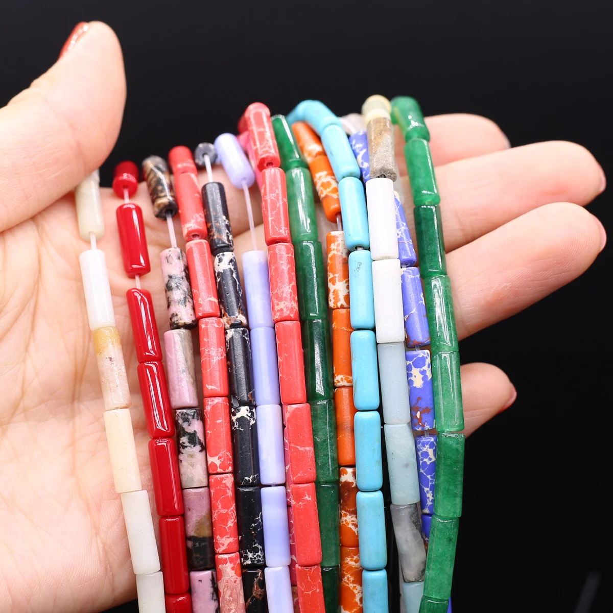 Natural Stone Long Cylindrical Beads 7x13mm Multiple Colors For Making DIY Handmade Jewelry Women Necklace Bracelet