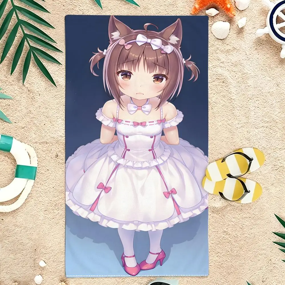 Catgirl Anime N-Nekopara Towel Microfiber soft Beach Towel for Travel Fitness Sauna Bathing Camping