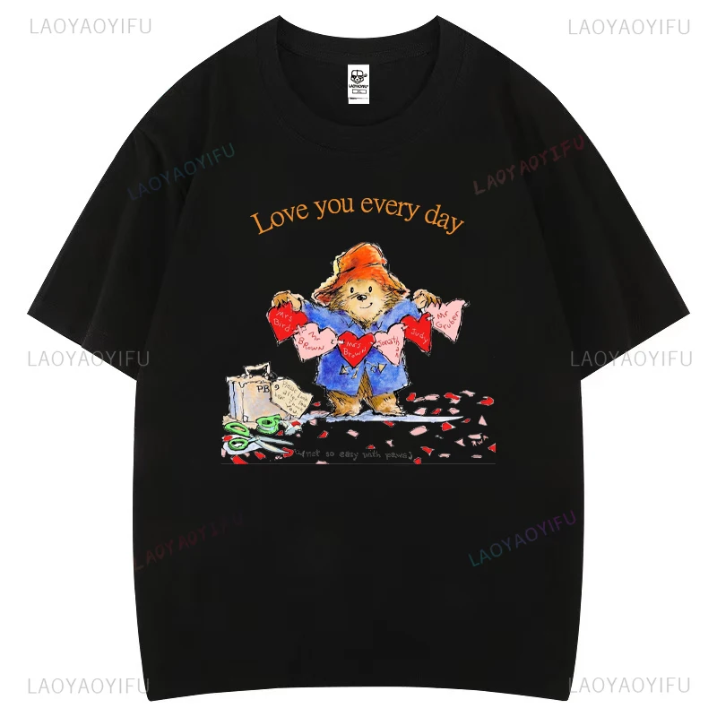 Please Look After This Bear Thank You Love You Every Day T-shirt Retro Cartoon Paddington Bear Woman Cotton Graphic T Shirts