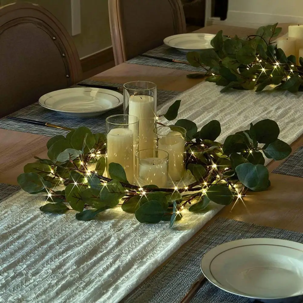 96 guirnaldas de 6 pies, vid de oliva/eucalyptus preiluminada con temporizador, guirnalda de vid Artificial iluminada de Navidad, ramita verde, decoración del hogar