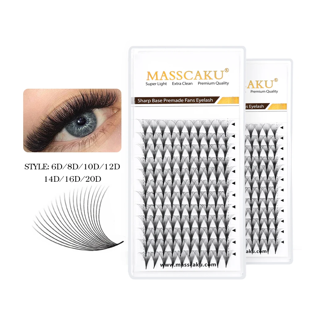 

10pcs Premium Handmade Premade Volume Fans Premade Fans Pointy Base Lashes Korean Pbt Fiber Eyelash Extensions by MASSCAKU