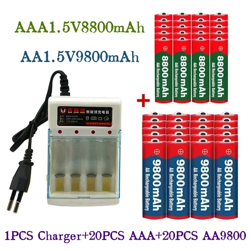 

Rechargeable Battery with Alkaline Technology, Suitable for Toy Shavers and Chargers, 1.5V, AAA, 8800 mAh, AA, 9800 mAh.