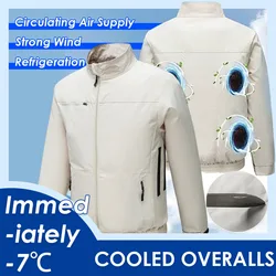 Ventilador de refrigeración de manga larga para hombres, ropa de aire acondicionado, chaqueta de ventilador de refrigeración, clima caliente