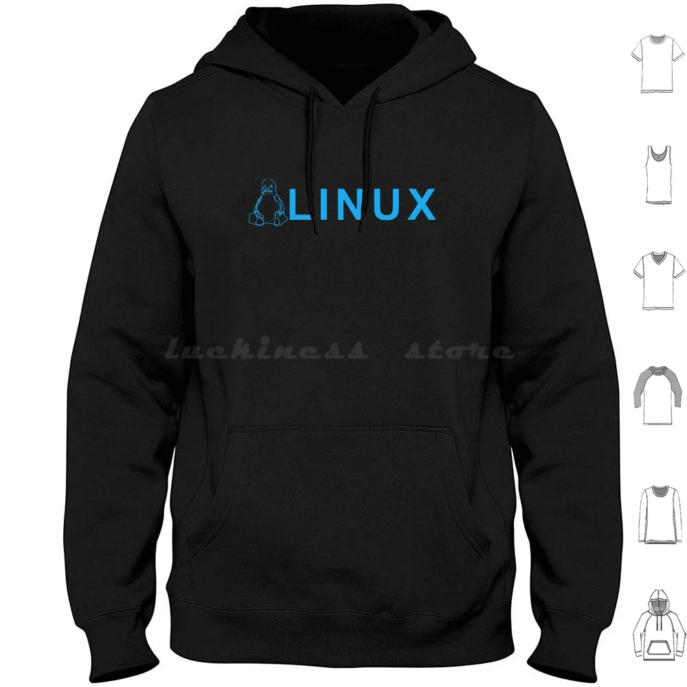 Linux Cyan Hoodies Long Sleeve Linux Debian Gnu Opensuse Tux