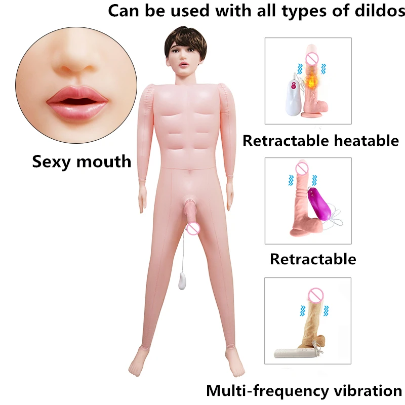 Newest! Handsome Man Inflatable Sex Doll Removable Dildo Easy To Store Female Masturbator Adult Sex Toy For Woman and Gay