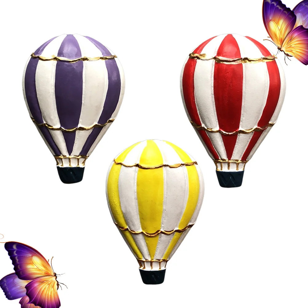 

3Pcs Hot Air Balloon Magnet Refrigerator Sticker Resin Decorative Magnet for Kitchen Home Red Yellow Purple