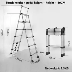 Ladder For Household Use Foldable Adjustable Stretchable Multifunctional Anti Shake Six Step Ladder Thickened Aluminum Alloy Eng