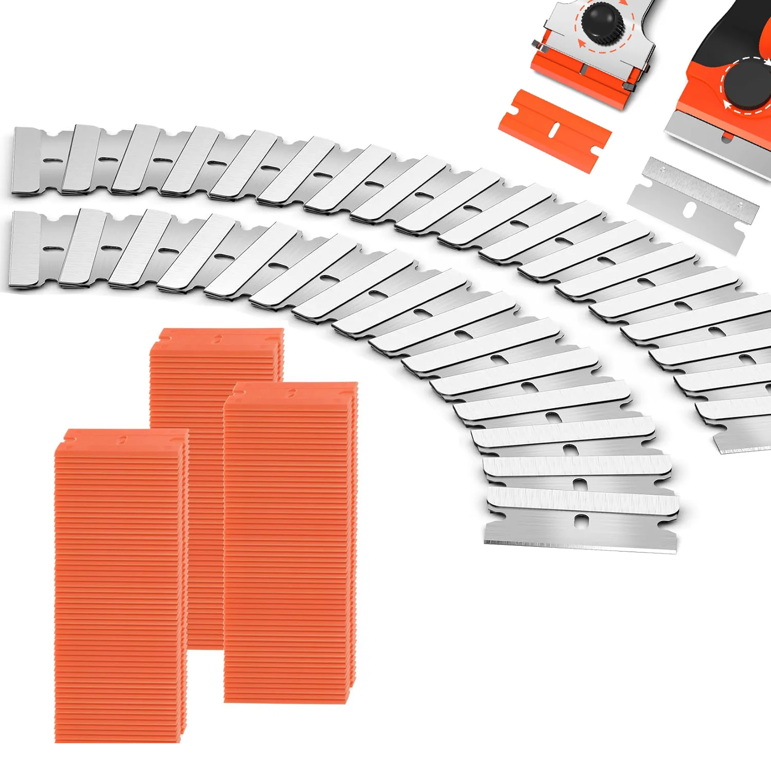50/100Pcs Razor Scraper Blades Replacement Blades Car Sticker Remover Window Glass Paint Scraper Cleaning Tool Steel Non Scratch