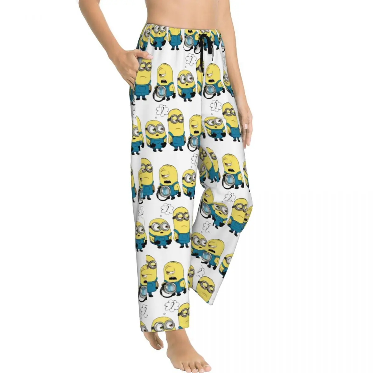 Custom Printed Animated Comedy Movies Minions Pajama Pants Women's Sleep Sleepwear Bottoms with Pockets