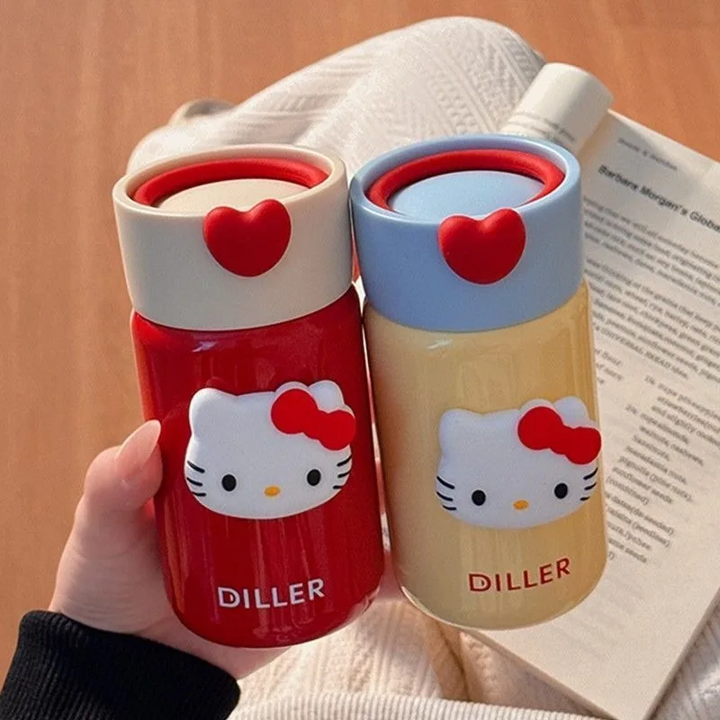 

New Kawaii Sanrio Hello Kitty Cute Mini Thermos Cup with Small Capacity High Aesthetic Value Portable Water Cup Tea Separation