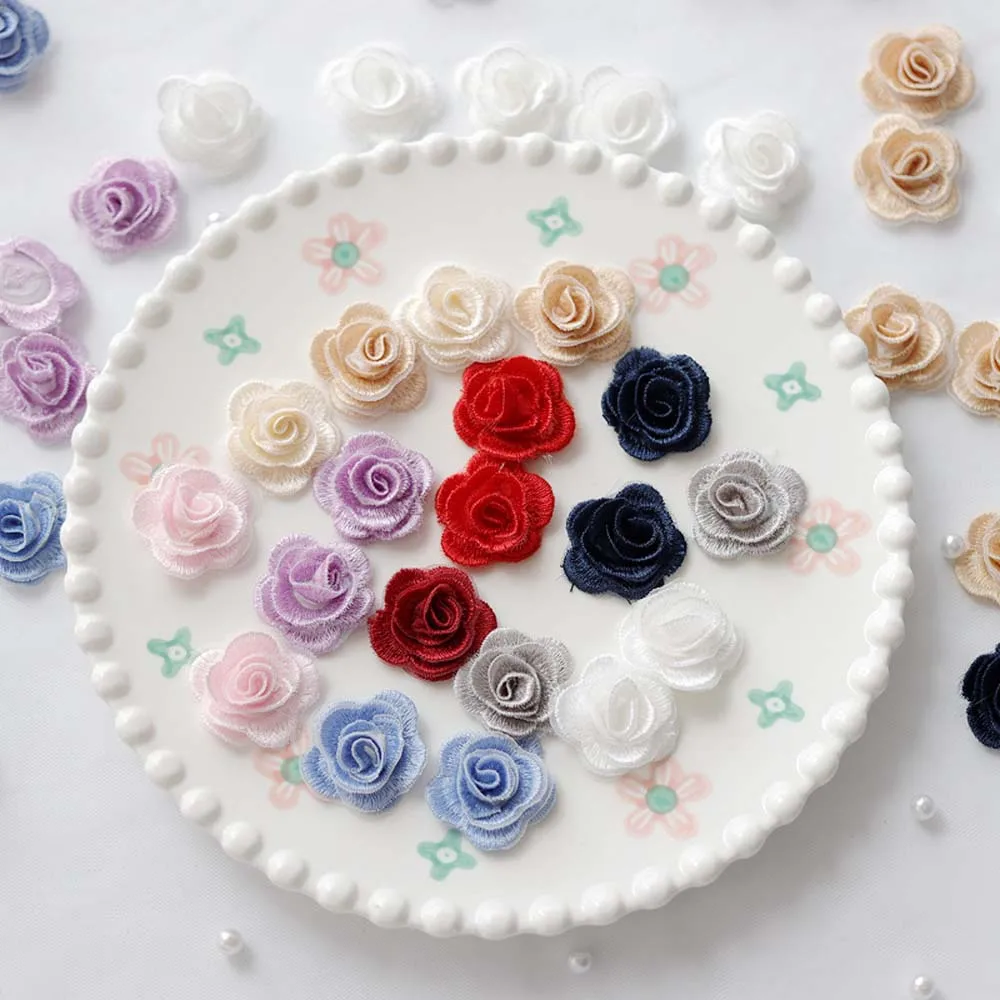 10 szt. Naszywki z różami do przyszycia, aplikacje DIY, dekoracja na suknię ślubną, spinki do włosów, ozdoba na głowę, szerokość 3 cm