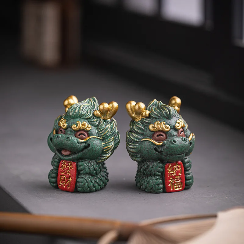 Zhaocai The Year of The Loong Chinese Zodiac Mascot Decorations Gifts with Hands Home Living Room Desktop Decorations