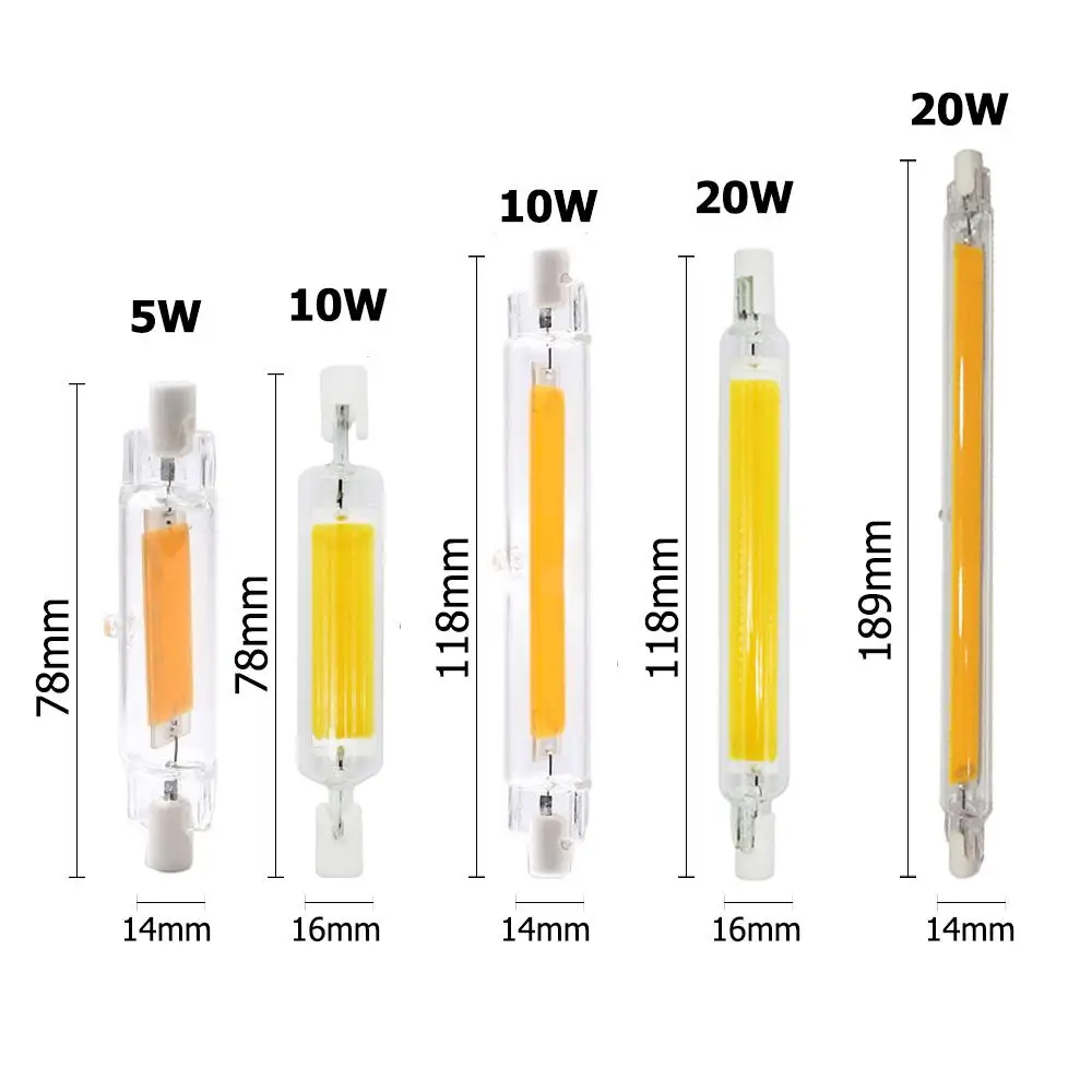R7s Led Lamp 220v Cob 78mm Bright Tube Lights Energy Saving Light Bulbs For Home Warm White R7 118mm Dimmable Outdoor Floodlight