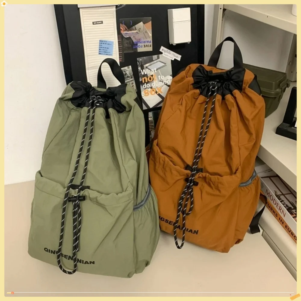 

Trendy Outdoor Sports Simple Lightweight Waterproof Dstring Hiking Traveling School Laptop Bag for College Students