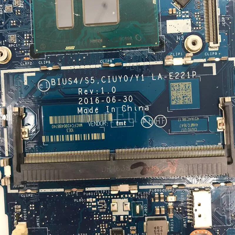 For YOGA 510-14IKB 510S-14IKB 5820M32744 BIUS4/S5 CIUY0/Y1 LA-E221P Laptop Motherboard W/SR2ZU I5-7200U CPU DDR4L 100% Tested OK